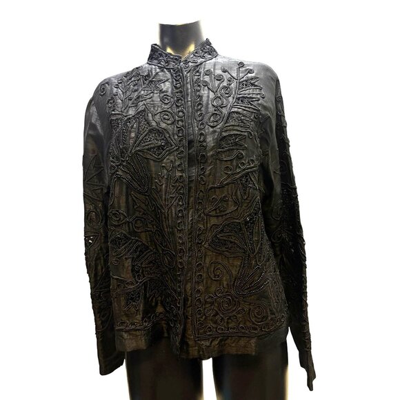 Sandy Starkman Embellished Black Jacket M - Picture 1 of 7